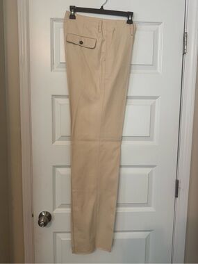 Golden Goose Men's Beige Cotton Twill Classic Flat-Front Trousers Size M/32